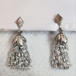 Vintage SAC (Marked) Silver Tone Tassel Clip On Earrings